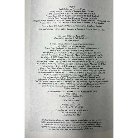 Needful Things Stephen King Vintage 1991 First Edition Hardback Book - Picture 7 of 10